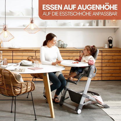 hauck Grow Up Baby Hochstuhl mit Liegefunktion - Grau Melange