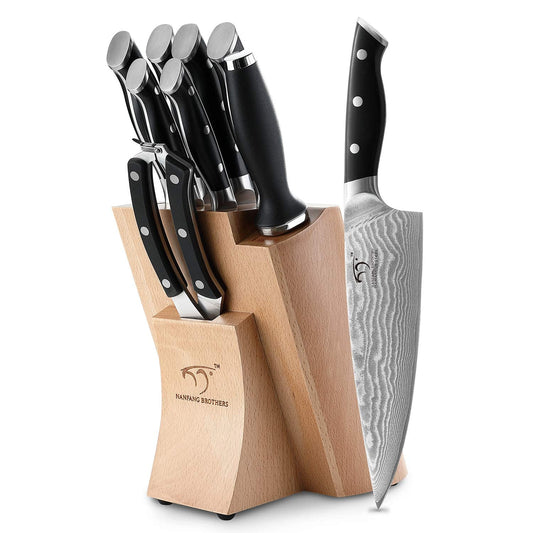 Damastmesser Set Küchenmesser – 9tlg. Profi inkl. Messerblock