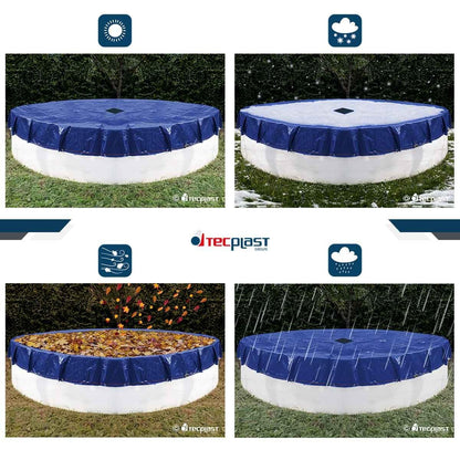 TECPLAST PO155RD Poolabdeckung rund - 6.20m f. 5.4m Pool, Abflussnetz