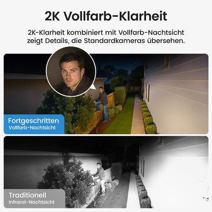 aosu 2K Überwachungskamera Aussen Akku Solar 2-Cam-Set mit aosuBase