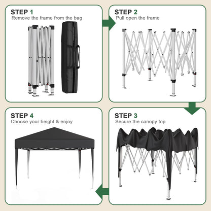 JUMMICO Faltpavillon 3x3m Wasserdicht UV50+ Grau mit 4 Seitenwänden