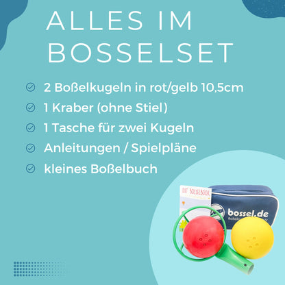 Bosselset Komplettset 2 Kugeln, Kraber & Tasche - gelb/rot