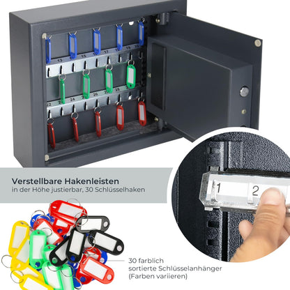 HMF 2030-11 Schlüsseltresor Elektronikschloss - 30 Haken Anthrazit