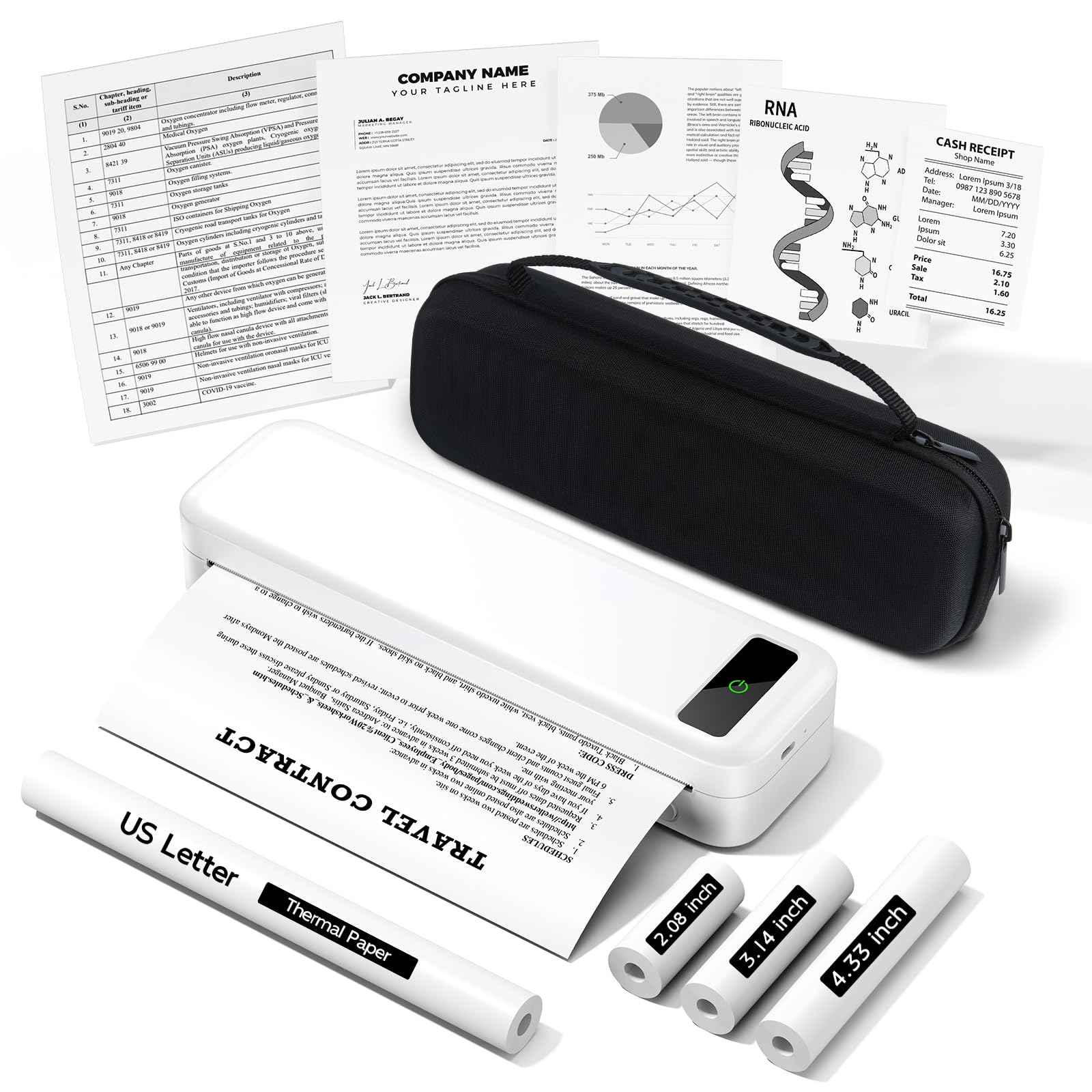 TATTMUSE Thermodrucker A4 - Mobiler Drucker Kit 300DPI. Kompakter, rechteckiger Thermodrucker für A4-Dokumente mobil.
