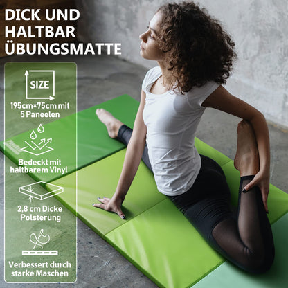 PhysKcal Turnmatte klappbar 5-Panel mit Tragegriffen, Wald