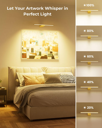 PopoIron WL13 LED Bilderleuchte kabellos mit Akku, Gold, 2 Stück