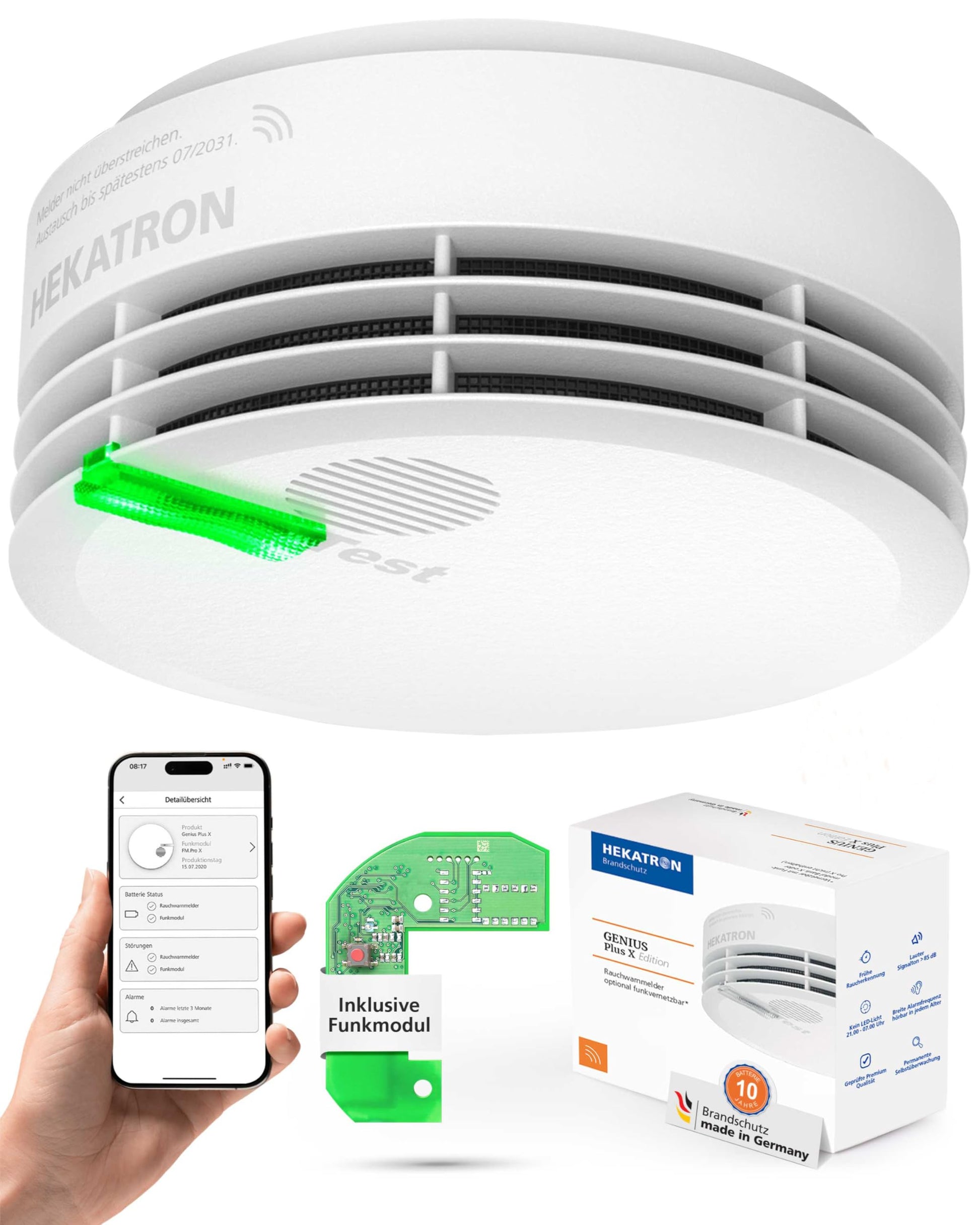 Hekatron Genius Plus X Funkrauchmelder, vernetzbar, 10-Jahre-Batterie