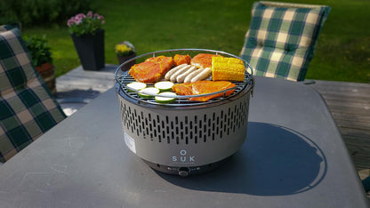 SOUK ONE Tischgrill Aktivbelüftung Holzkohlegrill – Grau
