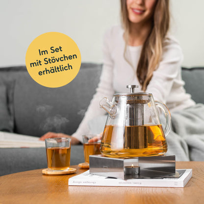SILBERTHAL Teekanne Glas 1,5 Liter mit Siebeinsatz & Deckel
