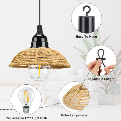 Lightsjoy Boho Pendelleuchte 3er-Set, Batterie, dimmbar, IP65