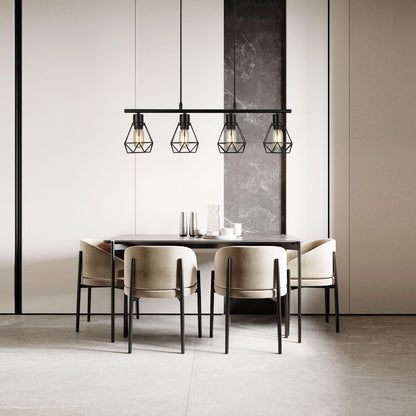 FORCOSO Pendelleuchte Esstisch 4 Flammig – Schwarz Vintage