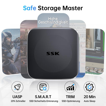 SSK SD451 Externe SSD 256GB, USB 3.2 Gen2, bis zu 550 MB/s