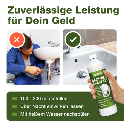 bio-chem Haar-Weg Abflussfrei Abflussreiniger - Extra Stark 4x 1L
