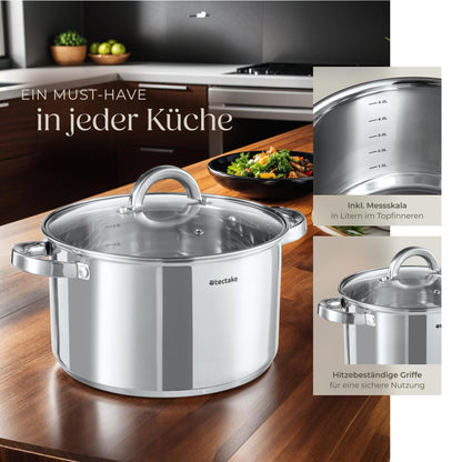 tectake® 15-tlg. Topfset – Edelstahl Küchenset
