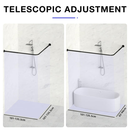 YOFOQ Duschstange L-Form Edelstahl verstellbar 62-94x141-174cm
