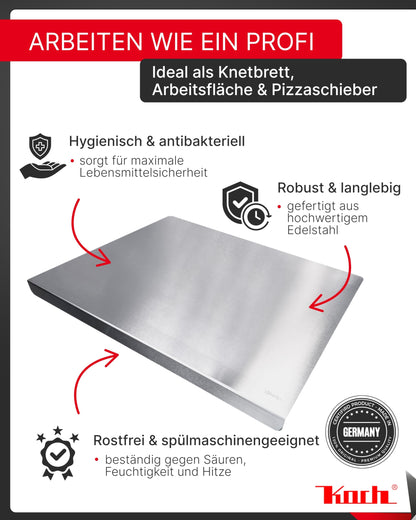 Koch Arbeitsplatte Edelstahl 50 x 40 cm Schneidebrett & Knetbrett