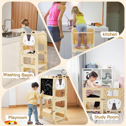 labebe Lernturm Montessori Klappbar 2-in-1 Gross mit Boards