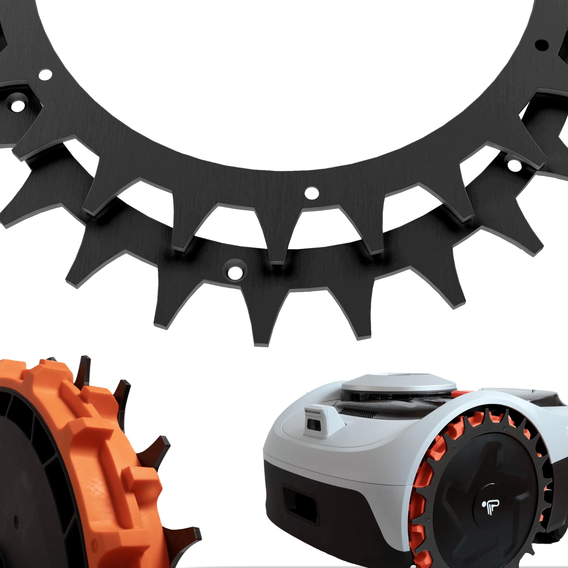ROBO CLAWS Edelstahl Spikes für Navimow i Serie Mähroboter, schwarz, entgratet und poliert, Durchmesser 255 mm