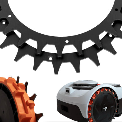 ROBO CLAWS Edelstahl Spikes für Navimow i Serie Mähroboter, schwarz, entgratet und poliert, Durchmesser 255 mm