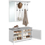 VASAGLE Schuhbank mit Wandgarderobe und Spiegel LSC011W01 in Wolkenweiss mit Doppeltüren