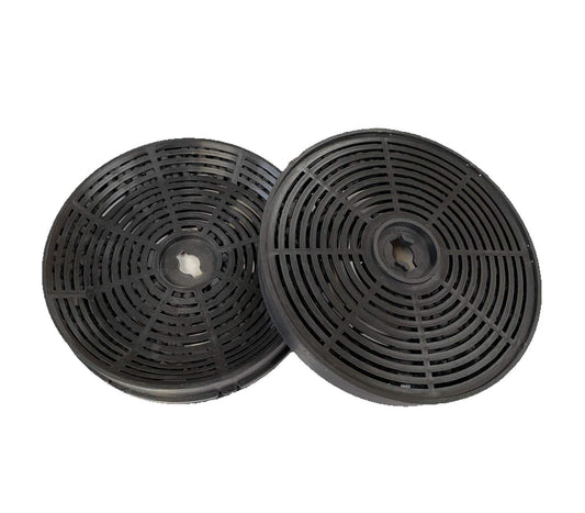 K450 Aktivkohlefilter Dunstabzugshaube – Rund, 2er-Set Schwarz. Runde, schwarze Filter zur Geruchsfilterung in Abzugshauben.