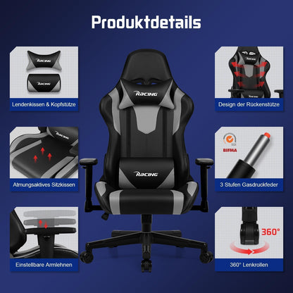 Homimaster Gaming & Bürostuhl Ergonomisch - Verstellbar