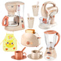 LOVE LIFE Kinderküche Spielset mit Kaffeemaschine, Mixer & Toaster, lebhaft farbig, mit Kinderschürze