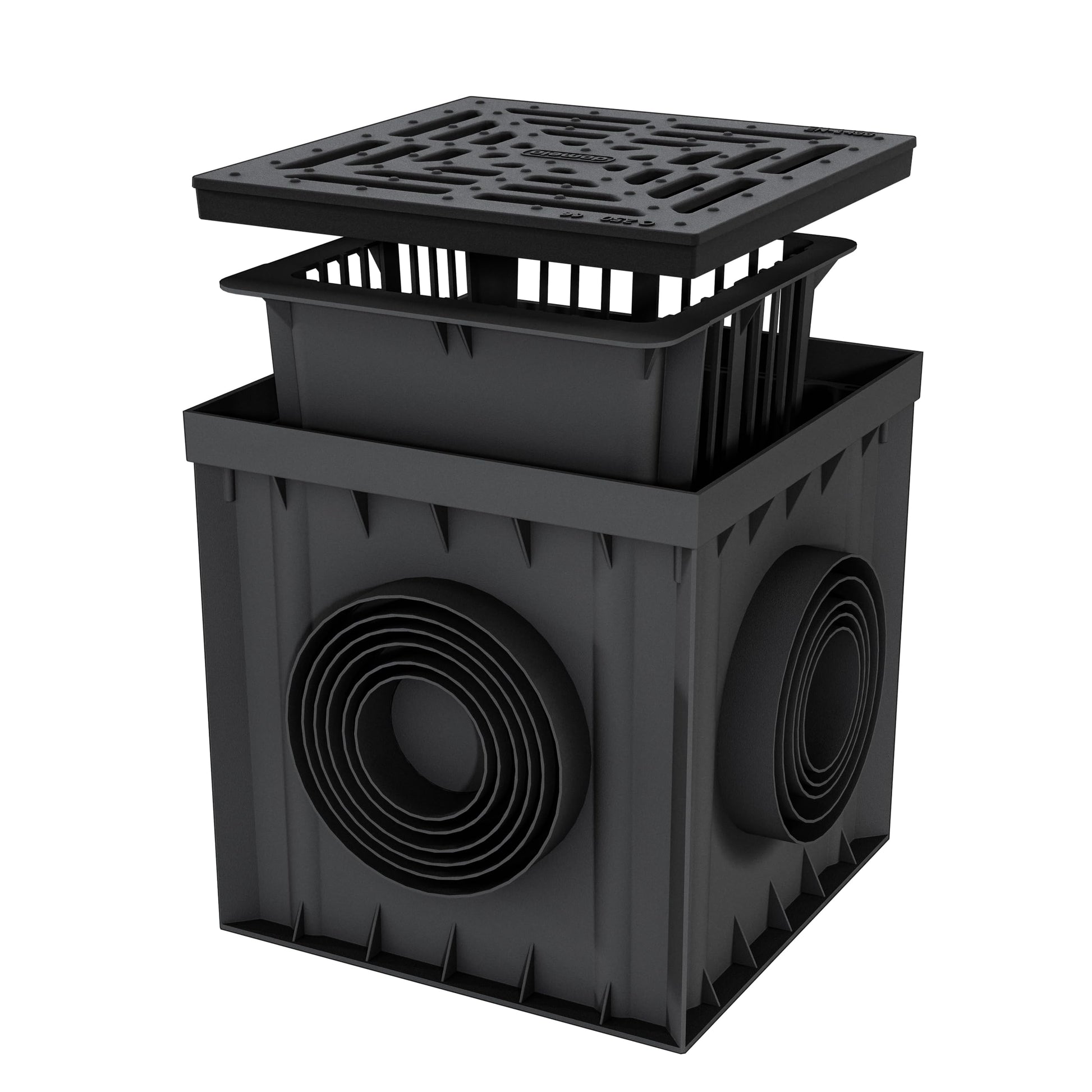 Verdone Hofablauf Gussrost befahrbar C250 300x300, quadratischer Graugussrost mit Schlitzen zur Entwässerung befahrbarer Flächen.