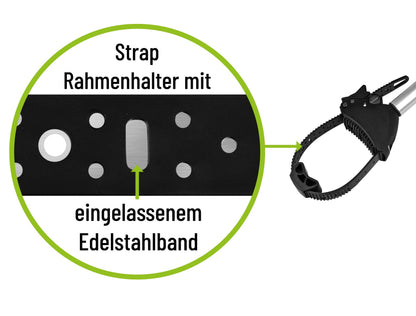 EUFAB Rahmenhalter lang für Fahrradträger, Ø 25+30 mm, schwarz/silber