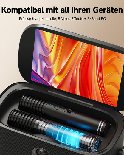 Ikarao Shell S2 Karaokemaschine mit Textanzeige und 2 Mikrofonen