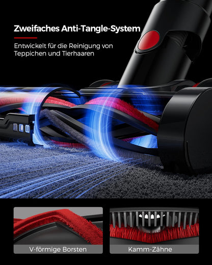 VACTechPro Ultra Akku-Staubsauger kabellos, 600 W, 55 kPa, Dunkelrot