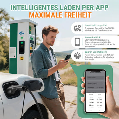 AIMILER Wallbox 11kW mit App: Mobile Ladestation Typ 2, 7,6 m