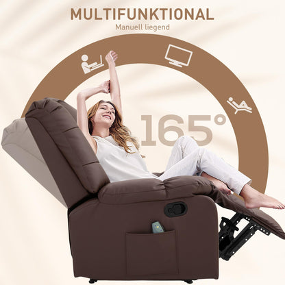 HOMCOM Elektrischer Massagesessel Relaxsessel Kunstleder Braun