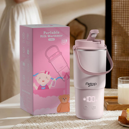 Fletop Flaschenwärmer Baby mit Akku für unterwegs, 120 W