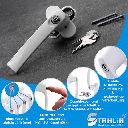 Stahlia Fenstergriffe abschliessbar, Aluminium weiss, 10 Stück
