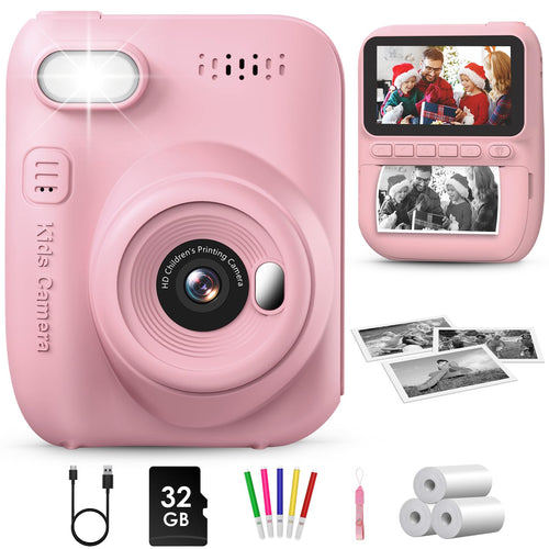 GREENKINDER Sofortbildkamera Kinder H2, 14 MP, 3-Zoll-Display, 32 GB – kinderfreundliches Design