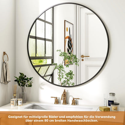 Koonmi 91cm runder Badspiegel Metallrahmen schwarz