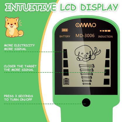 OMMO Metalldetektor Set für Kinder MD-3006, LCD-Display, Grün