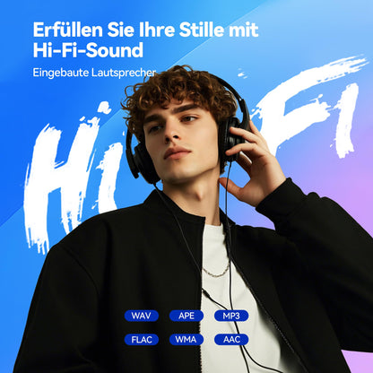 AGPTEK MP3 Player 64GB Bluetooth 5.3 mit Lautsprecher, Blau