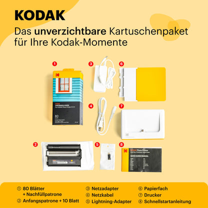 KODAK Dock Plus 4PASS Mobiler Fotodrucker 10x15cm 90 Blatt Paket