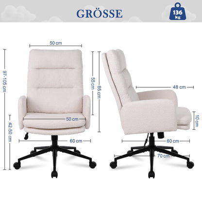 Nusetx Schreibtischstuhl Drehstuhl Höhenverstellbar - Beige