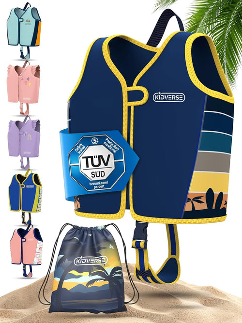 KIDVERSE Schwimmweste Kinder 3-6 Jahre, TÜV-geprüfte Schwimmhilfe aus Neopren mit Reissverschluss