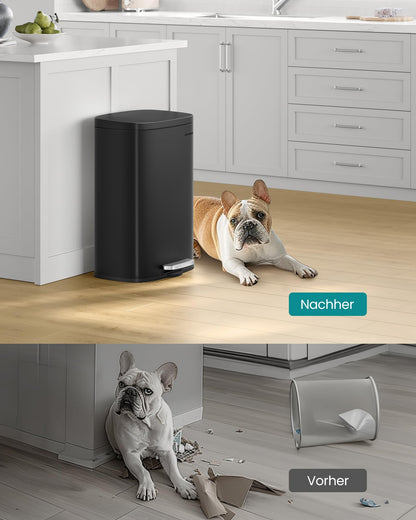 SONGMICS Mülleimer Küche 50L Treteimer Schwarz LTB050B02