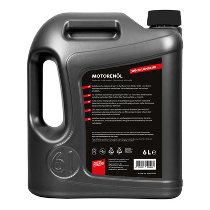 NIGRIN Motorenöl 5W-30 LongLife III, HC-Synthese, 6 Liter