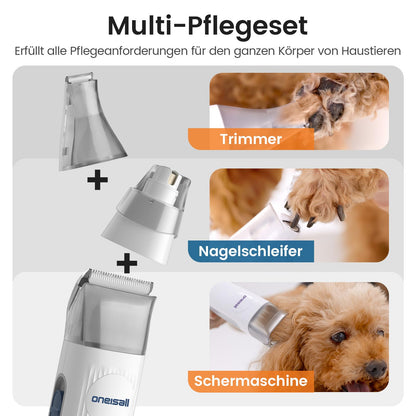 oneisall Hundeschermaschine mit Staubsauger LM2, 7-in-1 Pflegeset