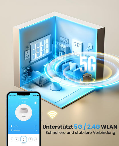 oneisall Futterautomat Katze 5L mit WiFi, 2 Näpfe und App-Steuerung
