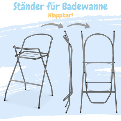 BabyCare Baby Badewanne 4-tlg. Set – Gestell, Neugeborene, TÜV-geprüft