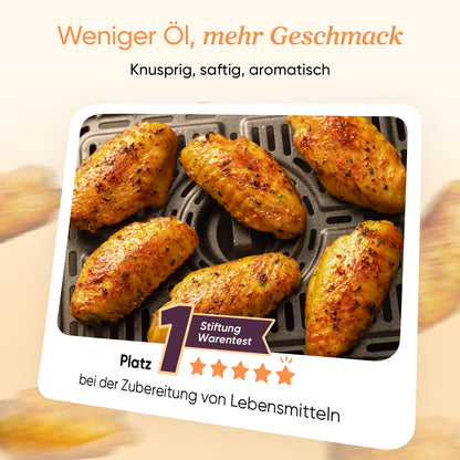 COSORI Airfryer Heissluftfritteuse – 2 Kammern, Sichtfenster, schwarz-weiss