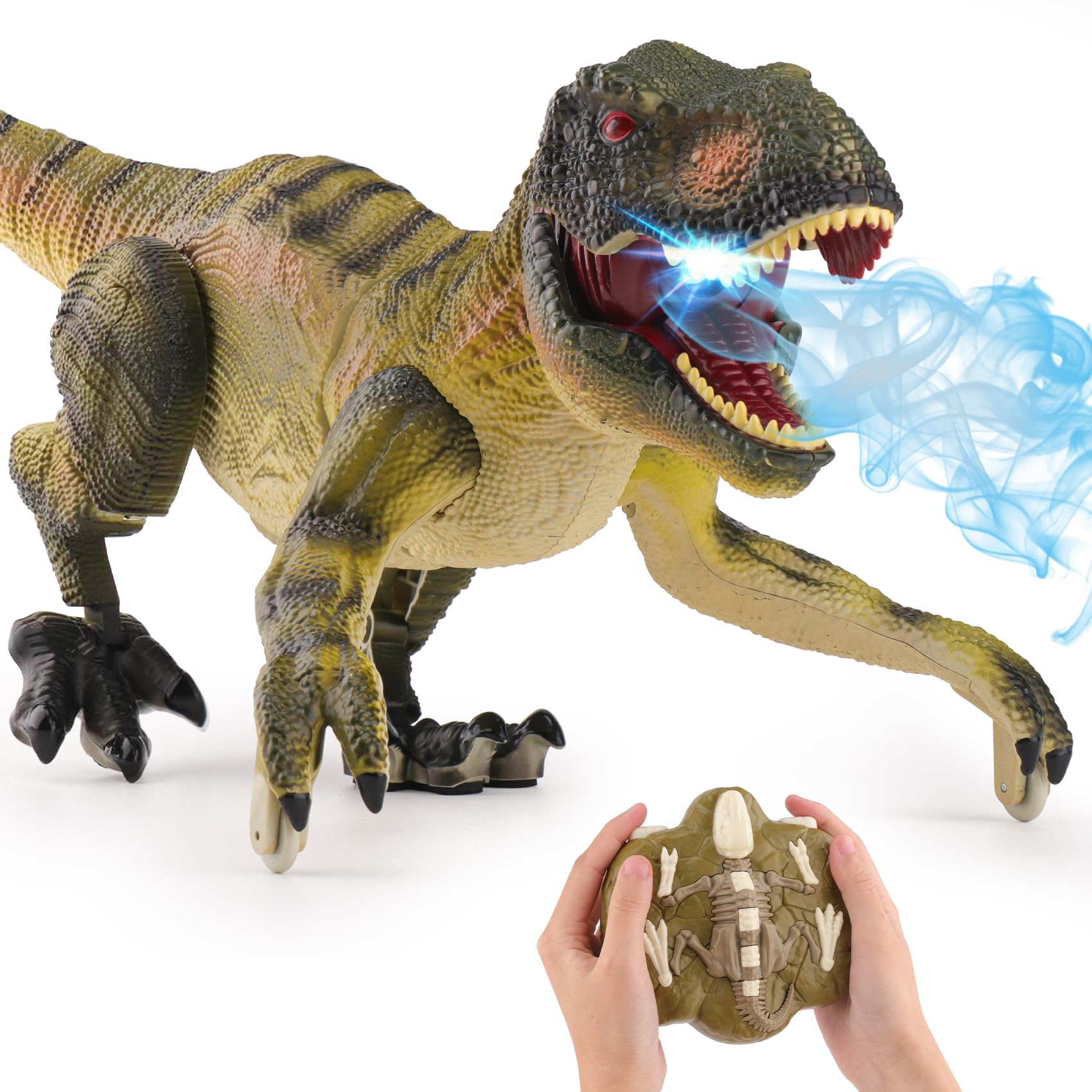 PREBOX Ferngesteuerter Dinosaurier RC Dino Roboter mit Sprühfunktion und Fernbedienung