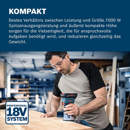 Bosch Professional GKF 18V-8 Akku-Kantenfräse Solo L-BOXX